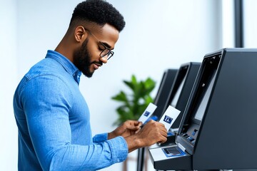 Election Day with a focus on efficient voter turnout, illustrated with streamlined processes and organized polling stations