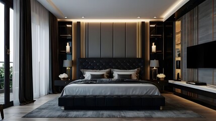 luxury bedroom with lights