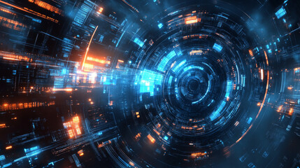 Obraz premium A futuristic hexagon abstract background designed to represent the analysis and automation of data in the realm of artificial intelligence and big data. The 3D design features interlocking hexagonal p