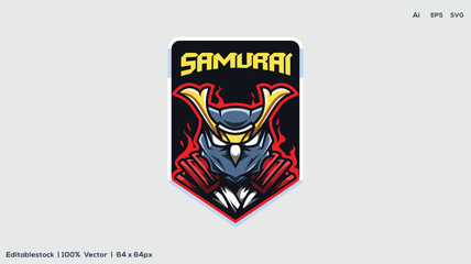 Naklejka premium Samurai Premium Quality Mascot illustration your company name.
