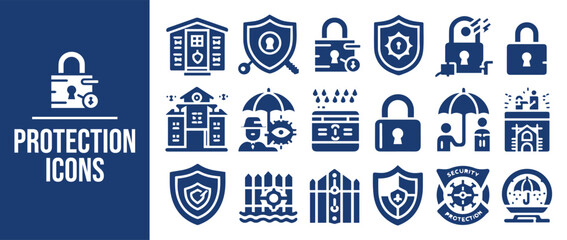 Security icons set Protection symbols. Security symbols vector illustration