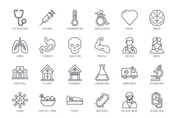 Set of medical icons vector illustration. icons bundle isolated on white background