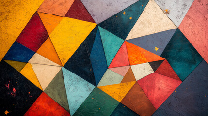 A colorful mosaic of triangles and squares