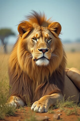 Obraz premium Mächtiger Löwe in der Savanne