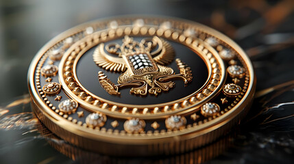 Obraz premium Gold Coin with Eagle Crest Illustration