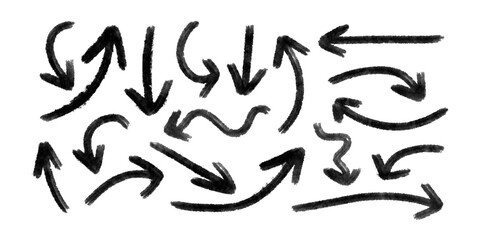 Hand drawn brush vector arrows