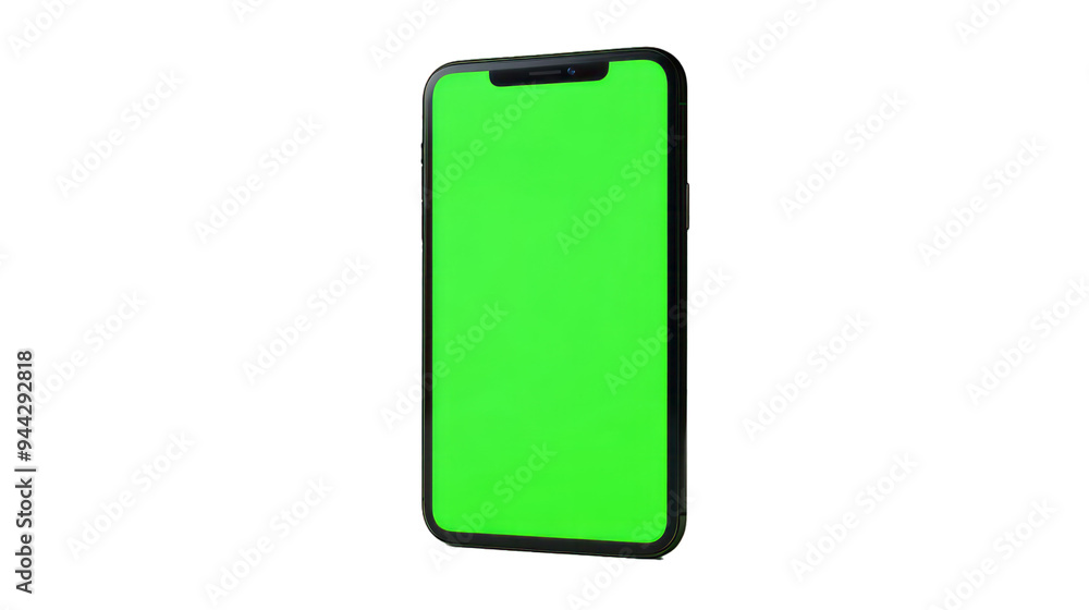 Poster 3d rendering phone screen mockup blank green screen isolation on white background