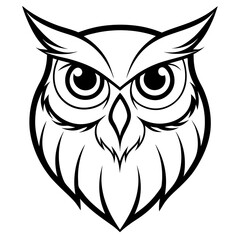 Owl head silhouette vector illustration on white bckground