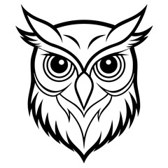 Owl head silhouette vector illustration on white bckground