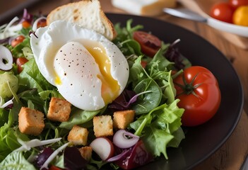 salad with fried egg and vegetables