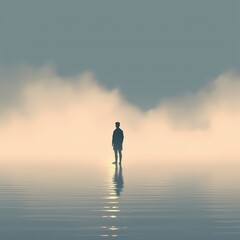 silhouette of a person on the beach