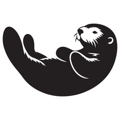 Otter Silhouette Illustration White Background