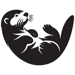 Otter Silhouette Illustration White Background