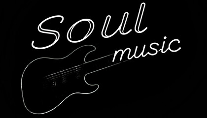 Soul Music Stencil -Neon Style poster -Logo & guitar minimal design