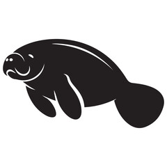 Black And White Manatee Silhouette illustration