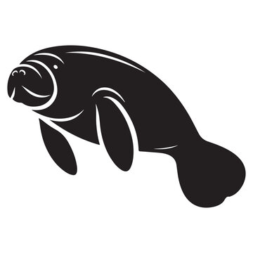Black And White Manatee Silhouette illustration