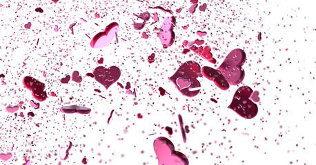 realistic isolated heart confetti on the transparent background for decoration and covering.