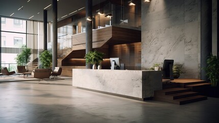 A photo of a sleek and professional office reception.