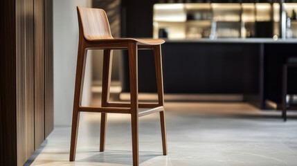 Modern Wooden Bar Stool in a Minimalist Interior