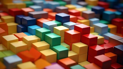 A photo of a stack of colorful building blocks.