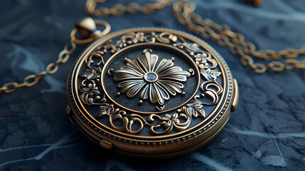 Obraz premium Ornate Gold Pocket Watch with Floral Design 3D Illustration