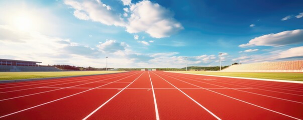 Empty running track with blue sky