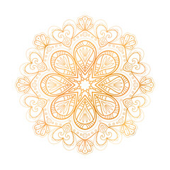 Mandala ornament in gold colors . Vintage decorative floral mandala. Luxury design perfect for wedding invitation, greeting cards