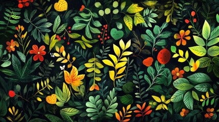 Playful leafy shapes in whimsical design