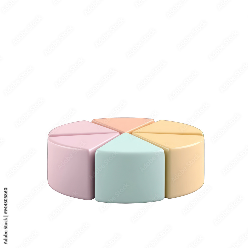 Aufkleber a colorful geometric pie chart with pastel segments, ideal for illustrating data concepts and analyt