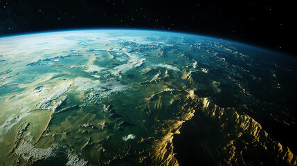 Breathtaking Aerial View of Earth's Mountainous Terrain from Space