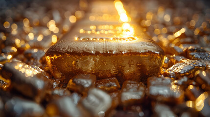 Golden Gold Bar Closeup Photo