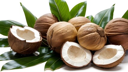 coconuts on a green leaf