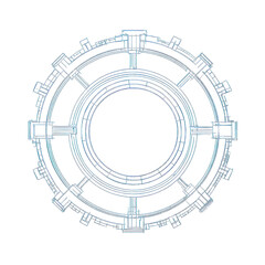 Obraz premium A intricate geometric design featuring a circular pattern with sharp edges and modern aesthetics, perfect for diverse applications. transparent background
