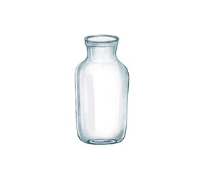 Glass vase, jar on white background. High quality Illustration. For flowers, bouquets, decorations 