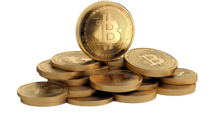 A row of gold coins on transparency background PNG