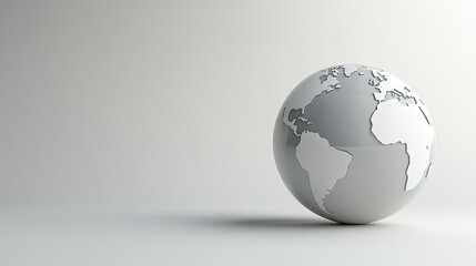 A translucent globe displays an Asian map with soft blue hues, set against a clean white backdrop in a minimalist design, ideal for modern decor