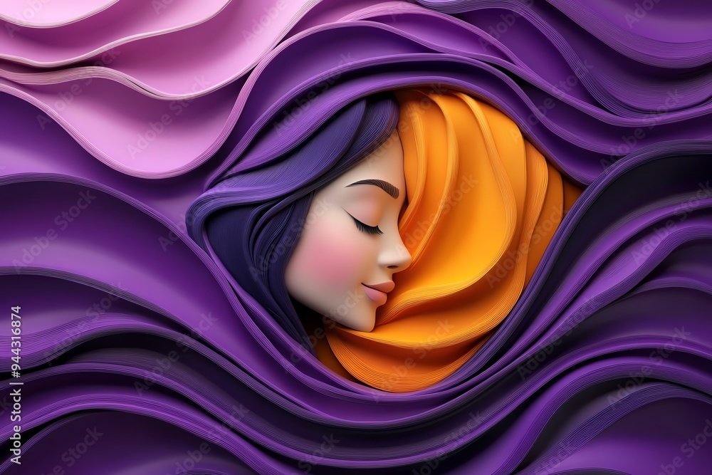 Poster Hugging Day moments of comfort depicted in an abstract design that uses flowing lines and soft gradients