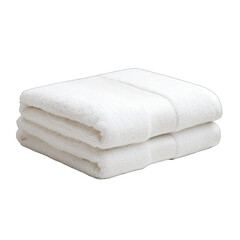 A neatly folded white towel, perfect for a spa setting or bathroom decor, showcasing softness and cleanliness. transparent background