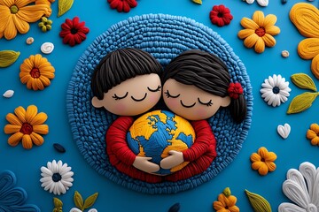 Hugging Day traditions shared across cultures, depicted in an illustration that highlights global unity