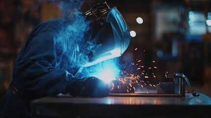 Welder Working in an Industrial Setting