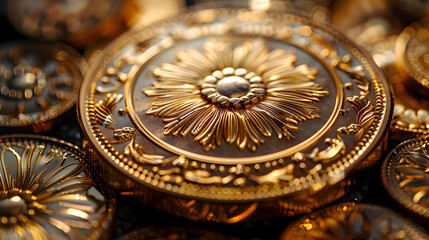 Obraz premium Golden Floral Detail Closeup Macro Photo