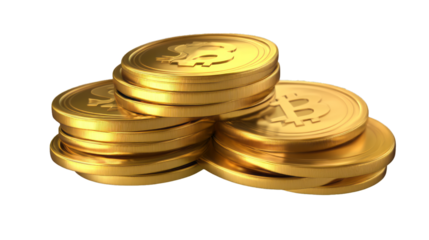 A stack of nice euro coins isolate on transparency background png
