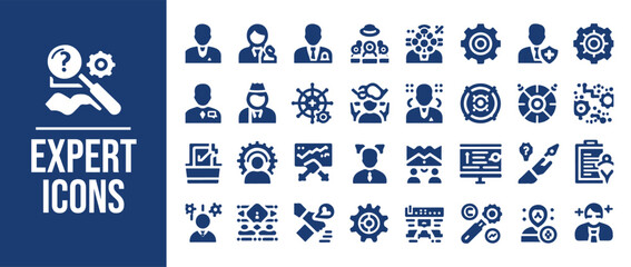 Expert icon set Collection of cooperation, team target, leadership, collaboration and more. Vector illustration