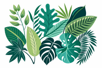Tropical leaves collection. Vector isolated elements
