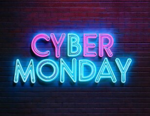 vector realistic isolated neon sign cyber monday lettering decoration display wall background