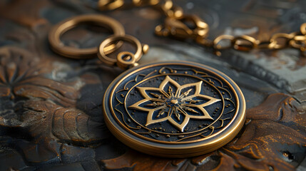 Golden Star Pendant with Ornate Design - Photo
