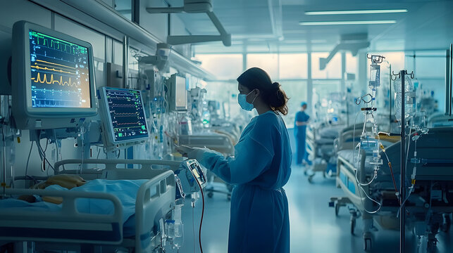 Healthcare professional in intensive care unit