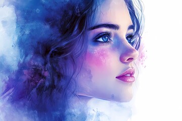 Virgo zodiac sign in the form of a girl in watercolor style