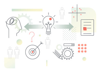 Design Thinking Process using Context ,  Observation and Communication - Stock Illustration