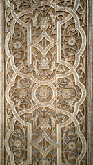 arabic carved patterns texture on the wooden door